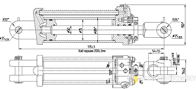 Гидроцилиндр С75/30х200-3.44 (Ц75х200-3)